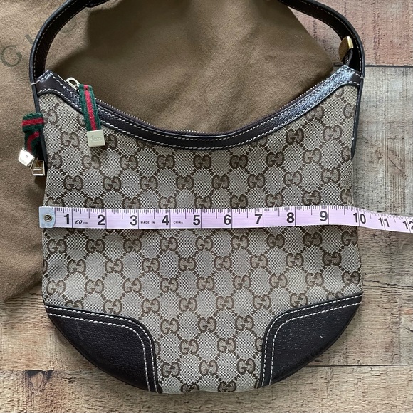 Gucci Princy Hobo Purse Brown Leather Trim with Dust Bag AUTHENTIC - Picture 6 of 11